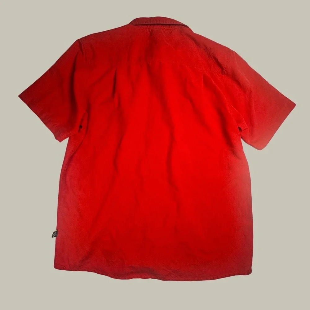The North Face Mens Red Ripstop Short‎ Sleeve Button Up Hiking Shirt Large